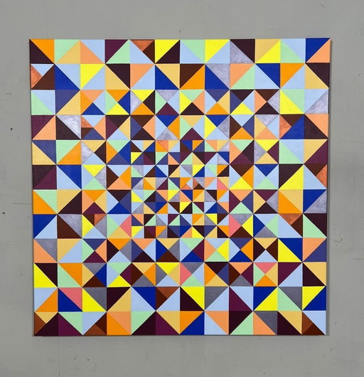 Lena László, acrylic on canvas, 'Exactly 299 triangles'