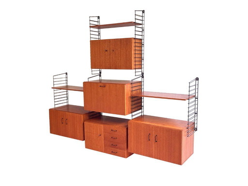 Vintage teakhouten wandsysteem Musterring – modulair design