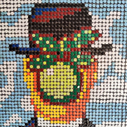 René Magritte / Pixel Art Mosaic Portrait / Upcycling pièce unique