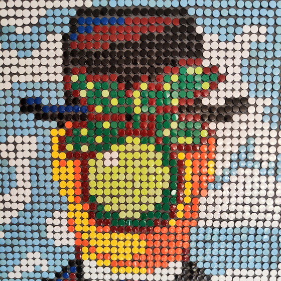 Image 1 of René Magritte / Pixel Art Mosaic Portrait / Upcycling Unikat