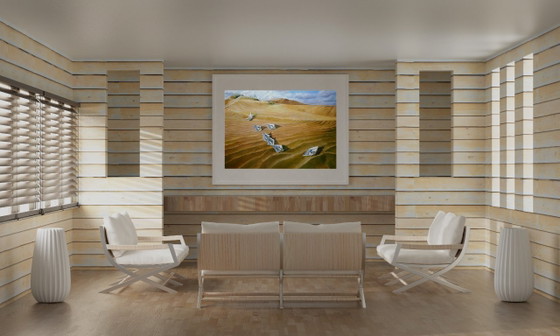 Peinture à l'huile originale, art contemporain, symbolisme, caravane du désert – Peintures et dessins, Canvas (photo 3 of 7)