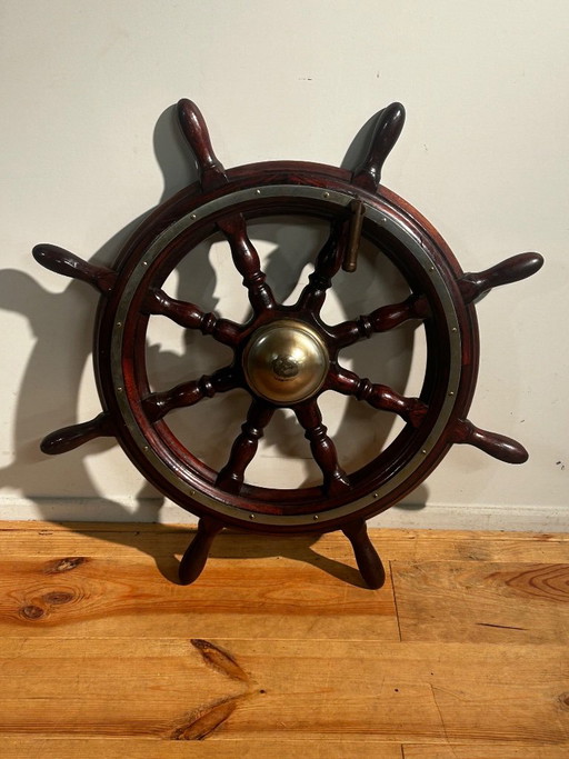 Seltenes antikes Schiffssteuerrad aus Norwegen, um 1920 – decoratieve objecten, Metal, Wood (photo 2 of 24)