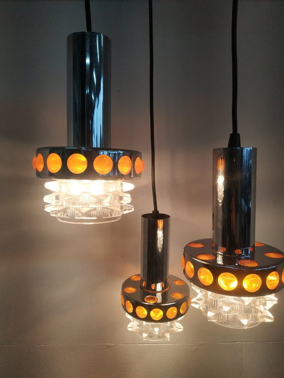 Image 1 of Vintage 60s/70s Massive/Raak cascade design pendant lamp (3 lamps)