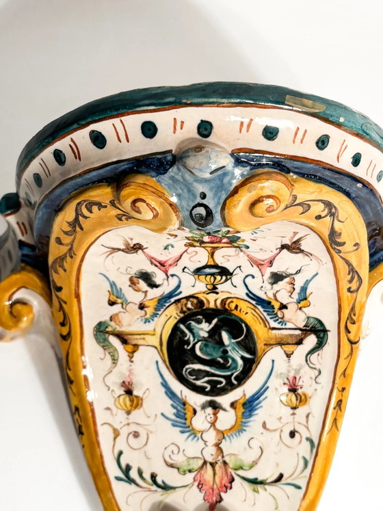 Handbemaltes Keramikregal aus Faenza, Anfang des 20. Jahrhunderts – Dekorative Objekte, Ceramic (photo 4 of 15)