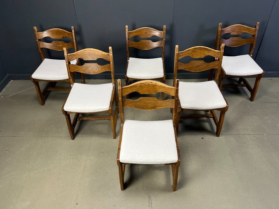 Image 1 of Vintage brutalistische eetkamerstoelen, set van 6 - jaren 60