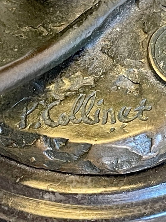 Image 1 of Art Deco sculptuur – Hoepeldanseres – Decoratief brons – Gesigneerd P. Collinet – 39 cm