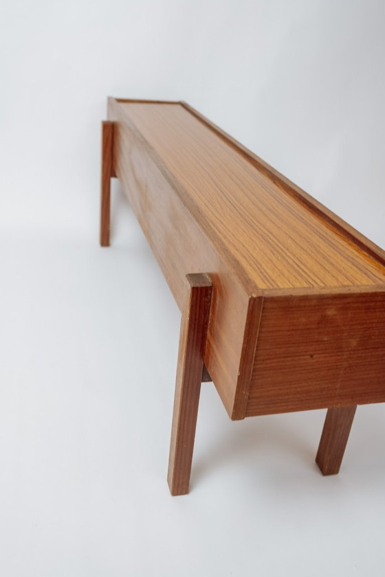 Image 1 of Smalle lange vintage salontafel of bijzettafel