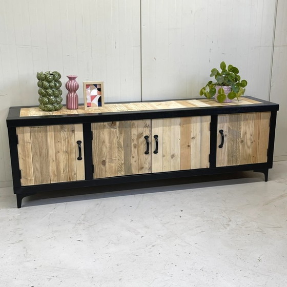 Meuble TV Armoire Upcycling Réemploi Bois de Récupération Fait Main – Meubles tv, Wood (photo 2 of 9)