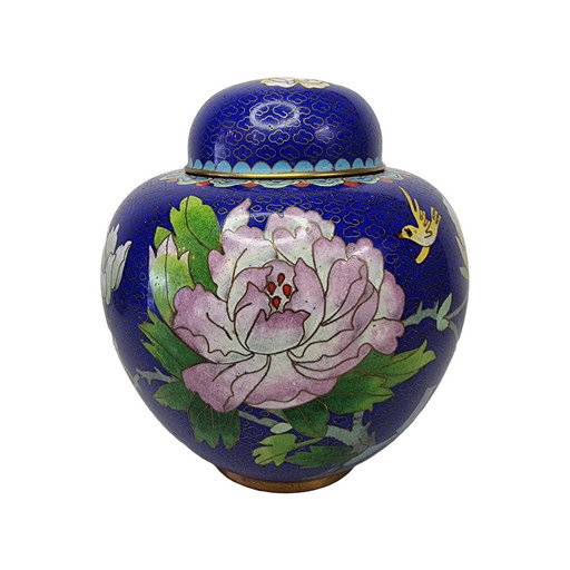 Vintage blue Cloisonné ginger jar