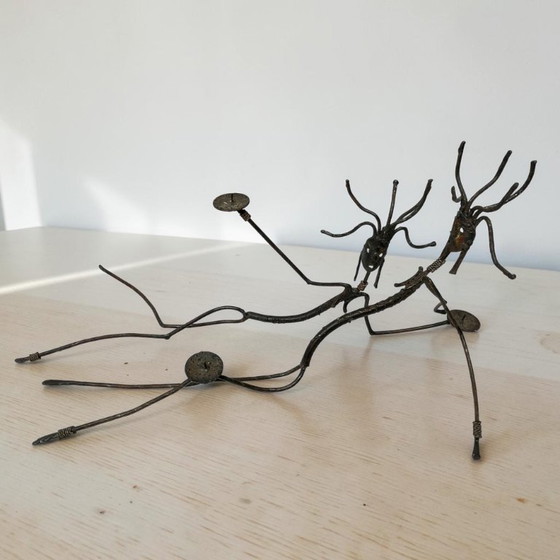Image 1 of Brutalistische Tribale Vrouwen Metalen Kandelaarset