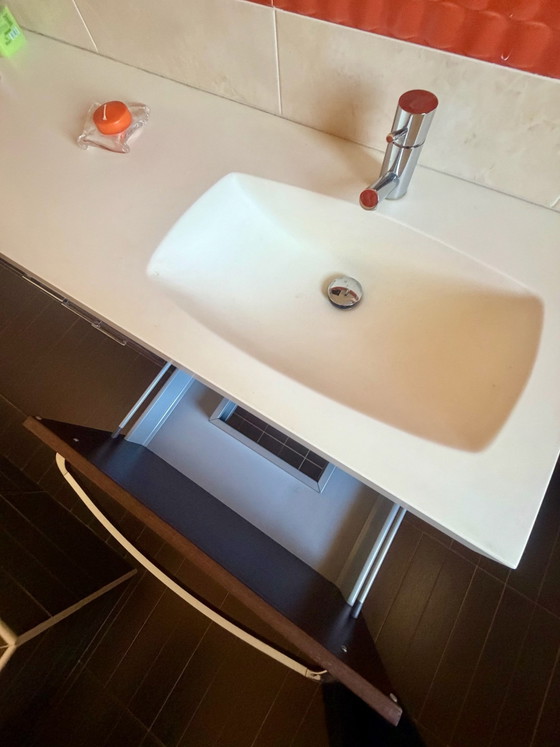 Meuble de salle de bain avec deux miroirs – Armoires de rangement, Pierre, Bois (photo 3 of 5)