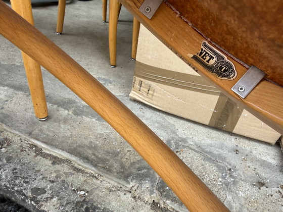 30 stoelen, fauteuils, Le Corbusier fluweel, vintage Thonet – Eetkamerstoelen, Textile, Wood (photo 6 of 13)