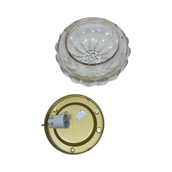 Image 1 of HP Leuchten Amber Flower Plafondlamp van geperst glas, model 65282, Mid-Century, jaren 60/70.