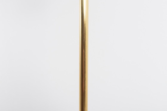 Image 1 of Coppia di lampade da terra italiane dorate con paralume in vetro, anni '70
