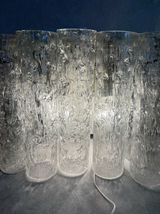 Image 1 of Vintage set Doria Leuchten wandlamp ijsglas tubes jaren 60