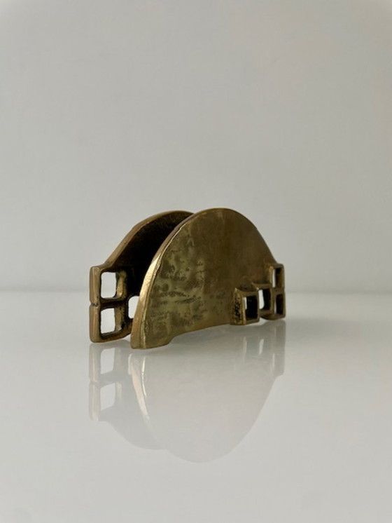 Image 1 of Brutalist messing servethouder van Heinz Goll jaren 60