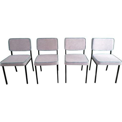 Set of 4 vintage chairs in grey metal