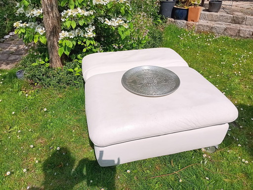 White Leather Hocker From Willi Schillig