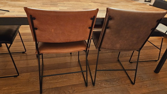 Image 1 of 6 stoelen van jess, leder, zwart, bruin, 
