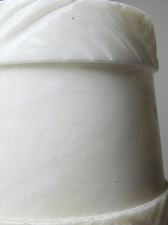 Image 1 of Night light lamp in carved white alabaster, classical style, circa 1950-1970