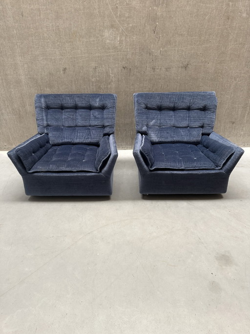 Set of 2 vintage blue mobile armchairs '70s