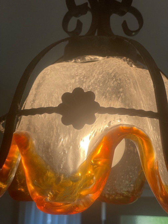 Image 1 of Vintage pendant lamp, Brutalist style, very likely Mazzega