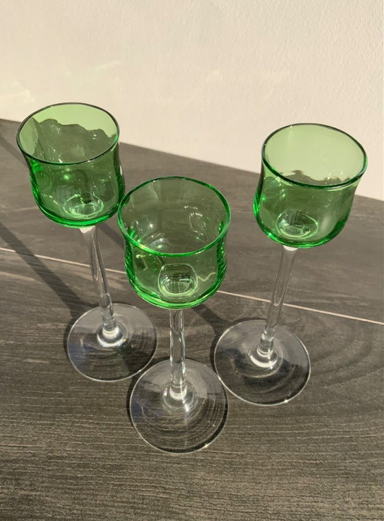 Image 1 of Juego de 3 copas de licor Art Nouveau - Bakalowits & Söhne - Meyr's Neffe - Viena c. 1902​