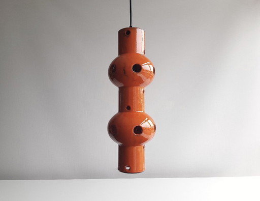 Lámpara colgante vintage de cerámica naranja, estilo lava gruesa de Alemania Occidental, lámpara colgante retro de cerámica