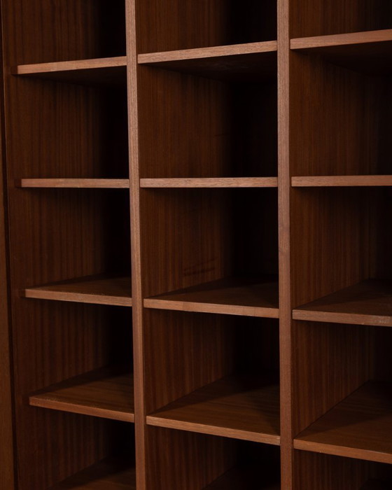 Image 1 of 1960s Italian Design Two-Door Wardrobe in Wood and Fabric