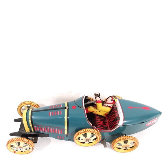 Image 1 of Vintage blikken speelgoed - Bugatti T-35 Racer | Wind-Up auto | Retro verzamelobject met originele doos - 20 cm