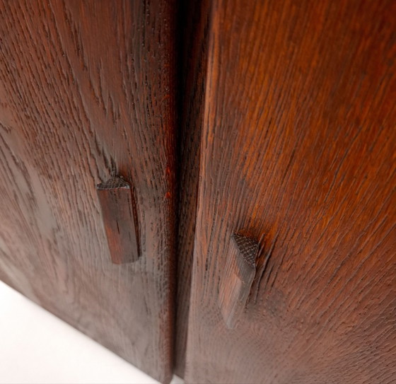 Vintage brutalist sideboard rough dark brown wood (photo 9 of 13)