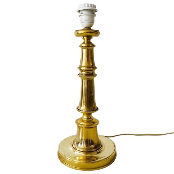 Image 1 of Lampada da tavolo vintage Hollywood Regency XL in ottone grigio oro