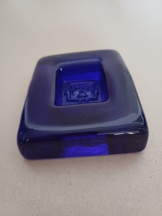Vide-Poche / Cendrier / Plat à bibelots en verre bleu cobalt Erik Höglund pour Boda Glasbruk, années 1960 (photo 4 of 6)