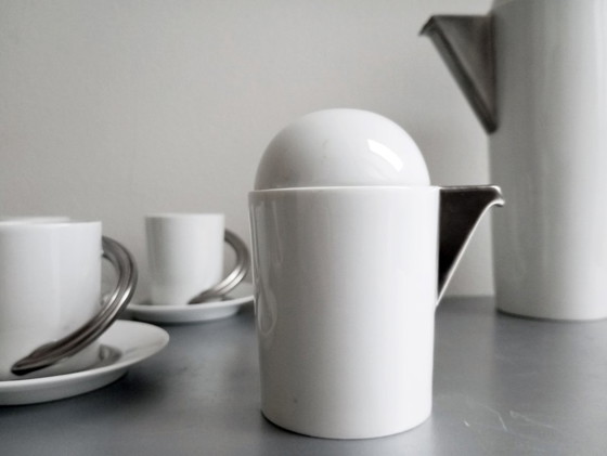Image 1 of Set da caffè in platino &quot;Cupola&quot; postmoderno extra raro di Rosenthal Mario Bellini 1985