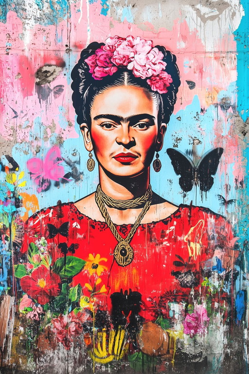 Unieke digitale print - Léa OTTAVI - Frida's stoutmoedige visie XXL