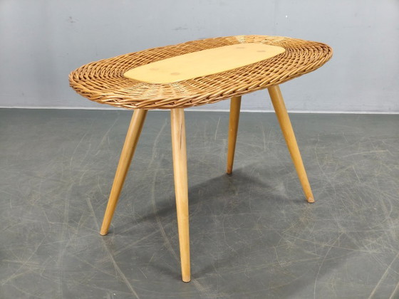 Image 1 of ULUV Rattan Coffee Table by Jan Kalous, Czechoslovakia, 1970s