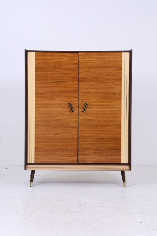 Timeless vintage high gloss linen cupboard 60s | Mid - Century cupboard wood retro compartment cupboard storage #07-15