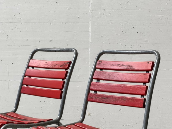 Image 1 of Gartenstühle aus Eschenholz mit feuerverzinktem Stahlgestell von Atelier Alinea, 1970er Jahre