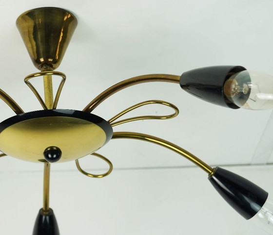 Bellissima PLAFONIERA ragno Sputnik Mid Century anni '50 Ottone Metallo Plastica Stile Mid Century Stilnovo (photo 8 of 13)