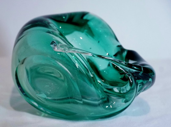 Image 1 of Prachtige smaragdgroene Murano glazen schaal