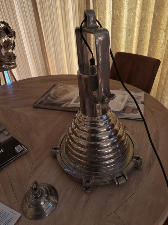 Aluminium industrial Nautical design pendant lamp Eichholtz, Metal, Glass, Silver, Industrieel (photo 15 of 15)