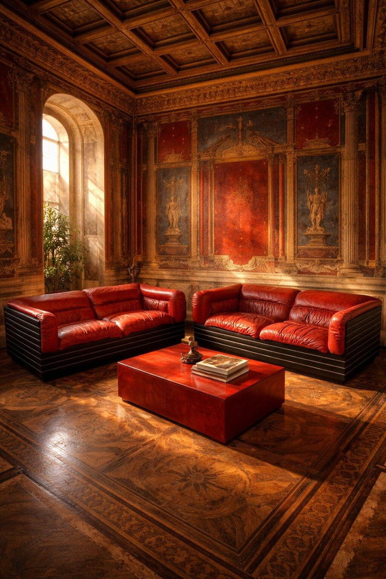 Giovanni Offredi pour Saporiti Italia Canapés en Cuir 1970 Italie – Aluminium, Leather (photo 8 of 28)