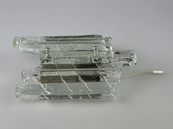 Image 1 of Lampada da parete anni '60 e '70 Fischer Leuchten Germany Design in vetro ghiacciato