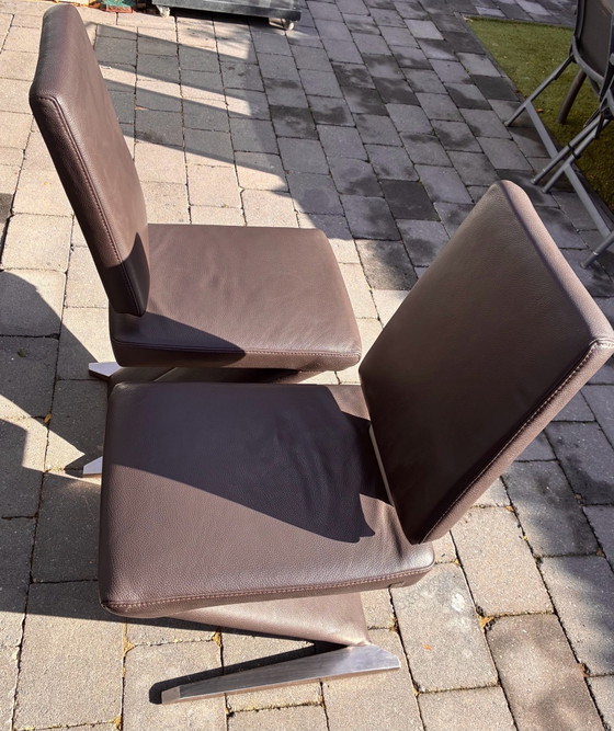 Two design dining chairs, Musterring, Leather, Chrome, Brown (photo 4 of 14)