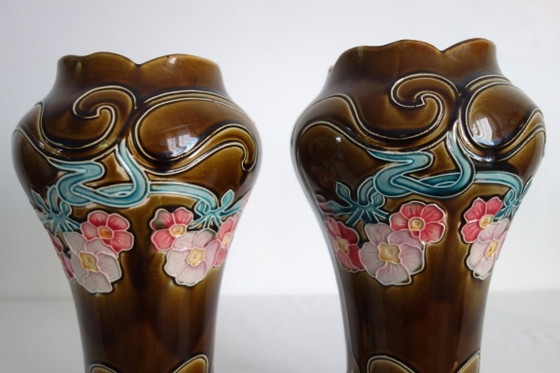 Art Nouveau Vases and Cache-Pots by De Bruyn, 1920s, Decorative Objects, Ceramic, Brown (photo 4 of 15)