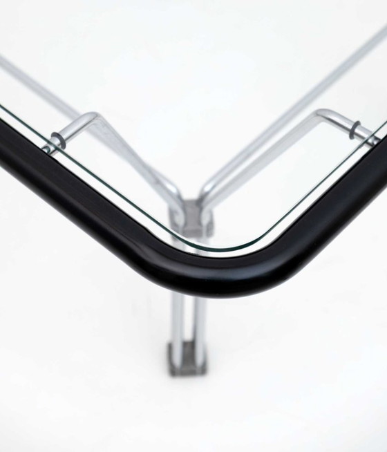 Image 1 of Tavolino da caffè in cristallo e acciaio postmoderno attribuito a Niels Bendtsen, anni '70