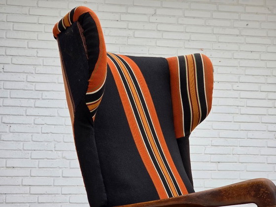 Image 1 of Anni '60, poltrona danese con schienale alto di Fritz Hansen, lana per mobili, legno di faggio.