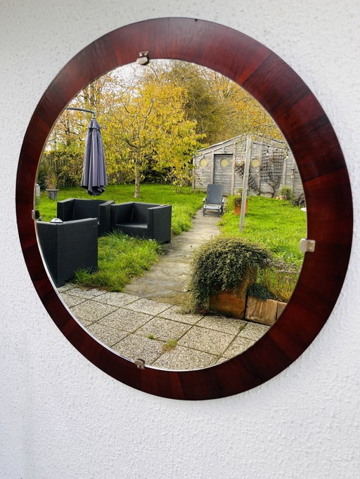Round rosewood mirror