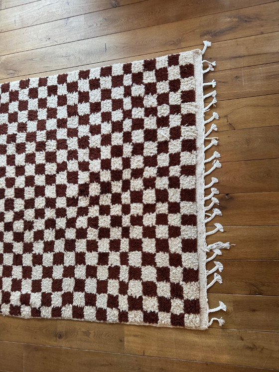 Image 1 of Handmade Moroccan checkerboard rug 240x160