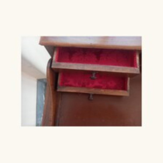 Antiek Notenhouten Bureau Eind 19e Eeuw – 9 Lades en Leren Bovenblad – Consoles, Wood (photo 7 of 10)